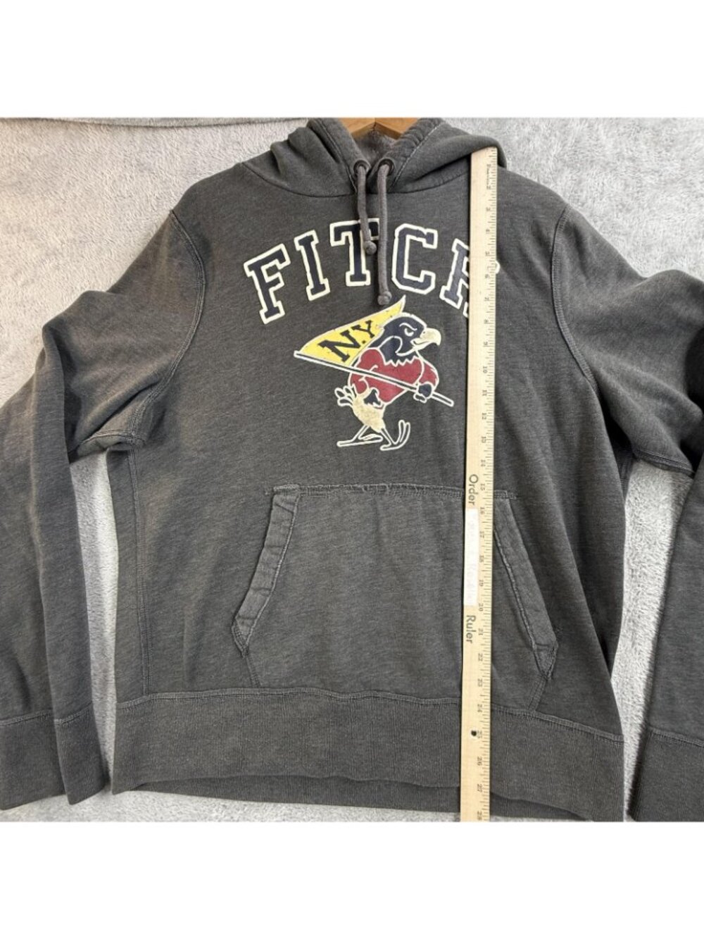 Vintage Abercrombie & Fitch Hoodie Men 2XL Gray Pullover Fleece Sweatshirt Fitch - Picture 9 of 14